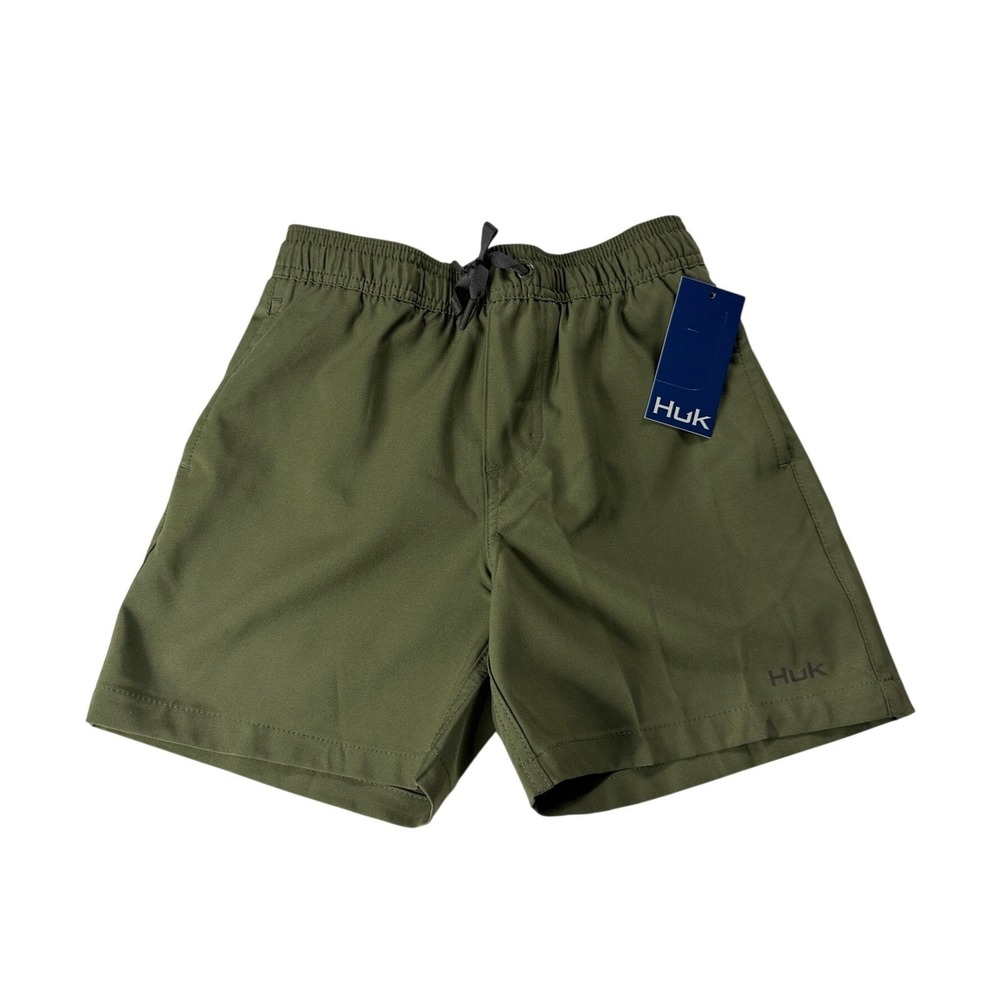Huk Pursuit Volley Youth Medium Olive Green Fishing Shorts  H7200016 YM NWT